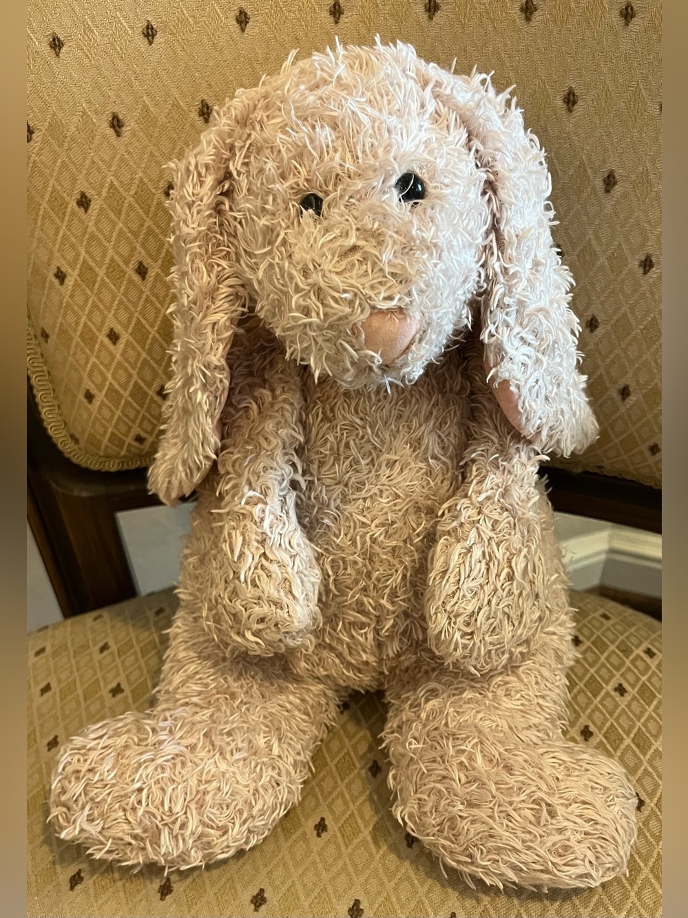 Jellycat RARE Junglie Bunglie Bunny Tan Plush with Pinkish Ears & White Tail